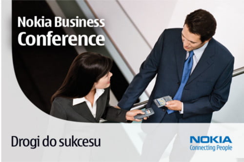 Baner Nokia Business Conference z ludźmi biznesu. Vavatech prezentował tam dedykowany system bluAir do marketingu mobilnego.