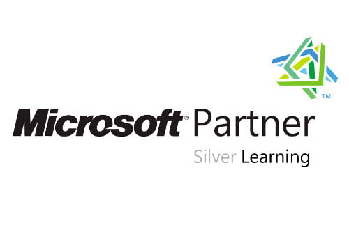 Logo "Microsoft Partner Silver Learning". Grafika do partnerstwa Vavatech, gwarantującego szkolenia z technologii Microsoft.