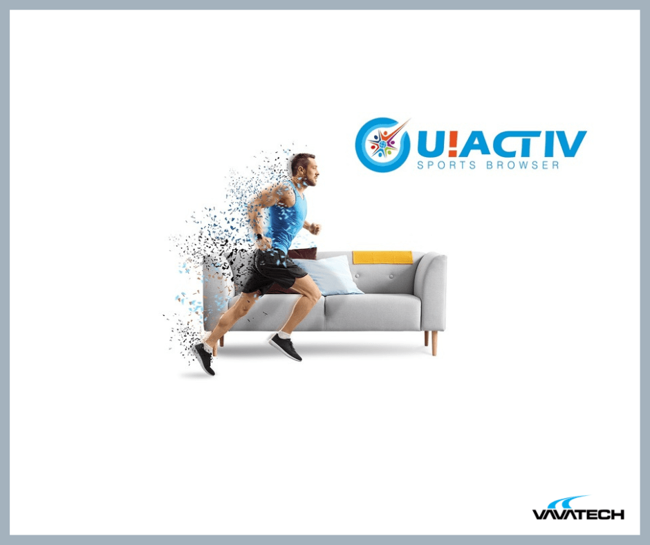 Logo U!ACTIV Sports Browser z biegaczem wybiegającym z kanapy.