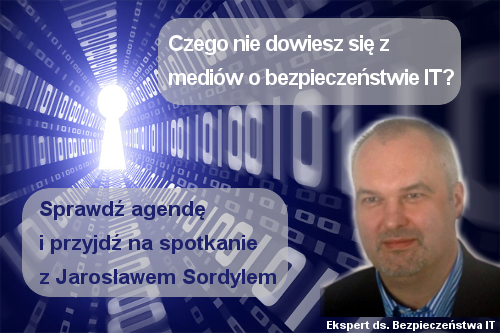 aner zapraszający na spotkanie o bezpieczeństwie systemów informatycznych z ekspertem Jarosławem Sordylem w siedzibie Vavatech.