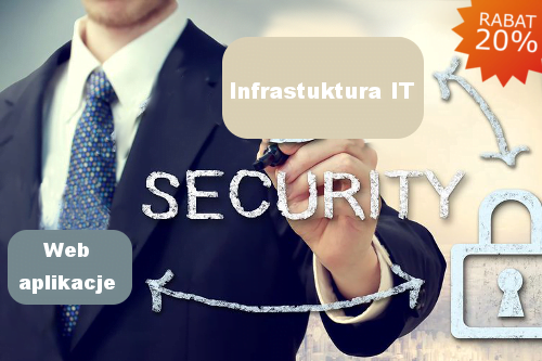 Mężczyzna w garniturze piszący "SECURITY". Baner Vavatech: nowe szkolenia z bezpieczeństwa IT, w tym aplikacji internetowych.