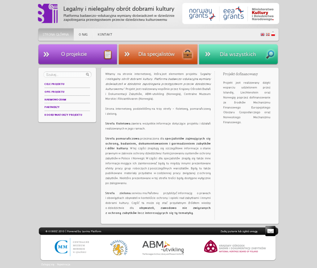 Platforma stop-heritage-crime.org. Dedykowany system internetowy (aplikacja webowa) dla KOBiDZ, stworzony przez Vavatech.