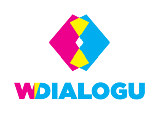 Logo projektu "W DIALOGU". Platforma do dialogu (aplikacja webowa) w Java, Spring i Angular.