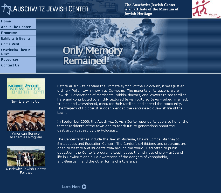 Portal Auschwitz Jewish Center. Dedykowany system internetowy (aplikacja webowa) dla Centrum Żydowskiego, stworzony przez Vavatech.