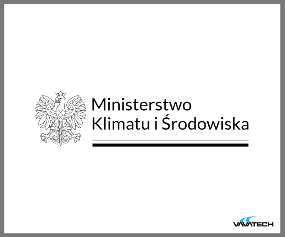 Logo Ministerstwa Klimatu i Środowiska. Grafika Vavatech: utrzymanie systemu "Wykaz", dedykowanej aplikacji internetowej.